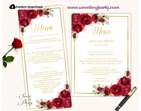 Red roses menu card, Red flower menu card,(16)